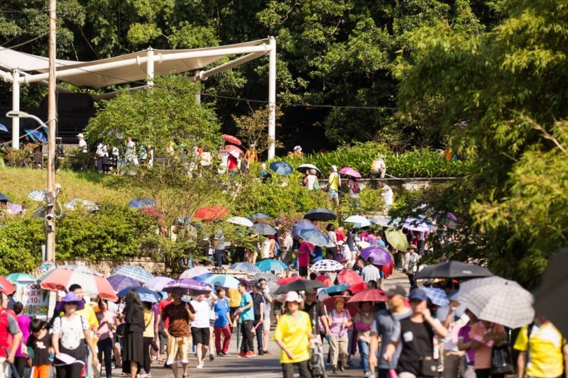 基隆長庚醫院今天在長庚醫院情人湖院區舉辦健走活動，吸引近3千人參與。（記者俞肇福翻攝）