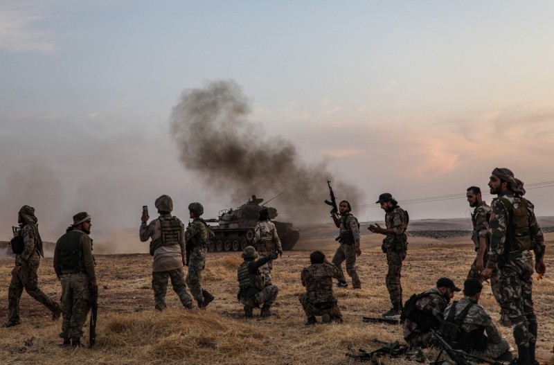 土耳其軍隊揮軍敘北，竟間接導致ISIS囚犯逃獄。圖為土軍。（法新社）