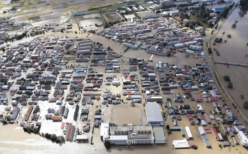 哈吉貝颱風造成79死亡、396人受傷。圖為福島縣郡山市。（美聯社）
