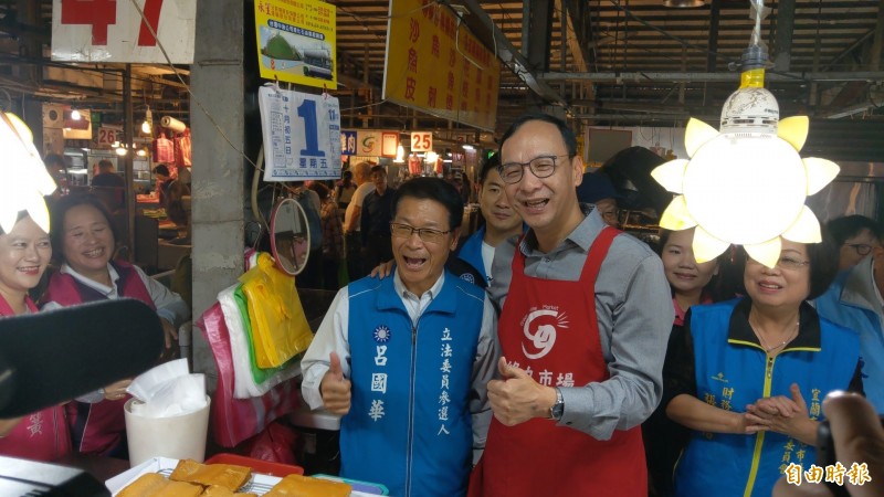 國民黨前主席朱立倫，今天到宜蘭為立委參選人呂國華輔選。（記者張議晨攝）