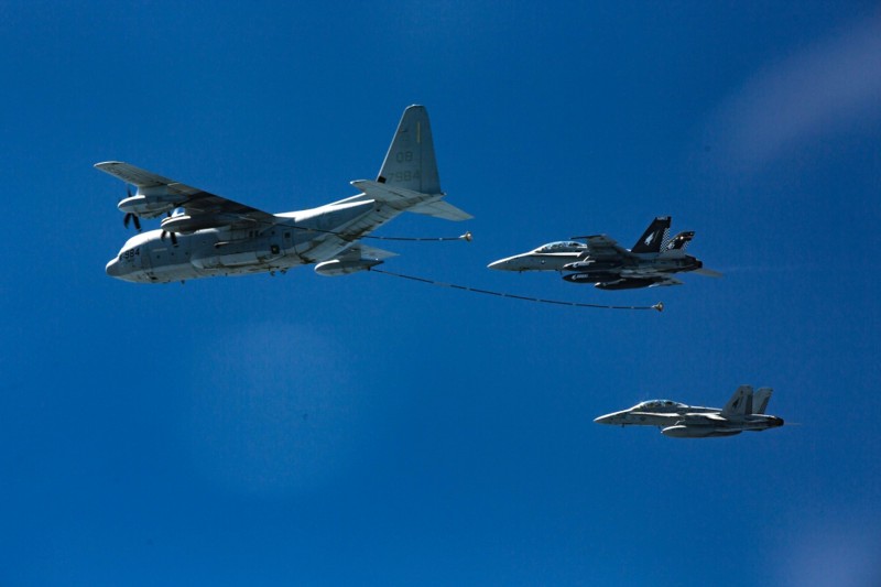 高知碰撞事件與沖繩碰撞事件都是在F/A-18與KC-130進行空中加油時發生。（美聯社）