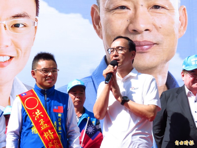 前新北市長朱立倫9日為立委參選人洪孟楷站台。(記者陳心瑜攝)