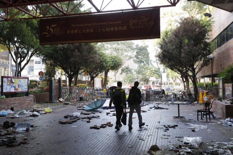 張達明認為，香港理工大學內大約僅剩30人留守，且相信勇武派都已離開。（美聯社）