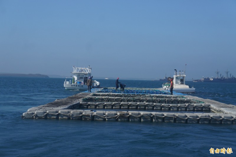 箱網養殖移動就像候鳥遷徙，尋找溫度較暖的海流。（記者劉禹慶攝）