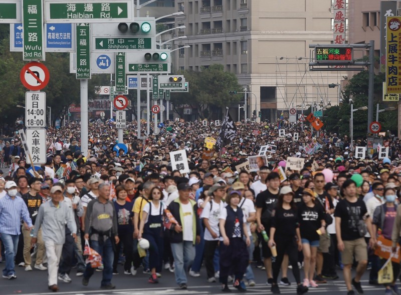 中央社拍攝的罷韓照片引起藍營人士批評。（中央社）