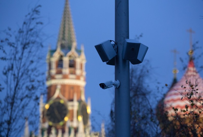 莫斯科市內的一處監視鏡頭。（彭博檔案照）