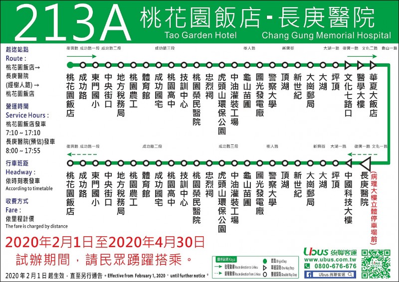 213A桃園市區公車路線圖。（記者周敏鴻翻攝）