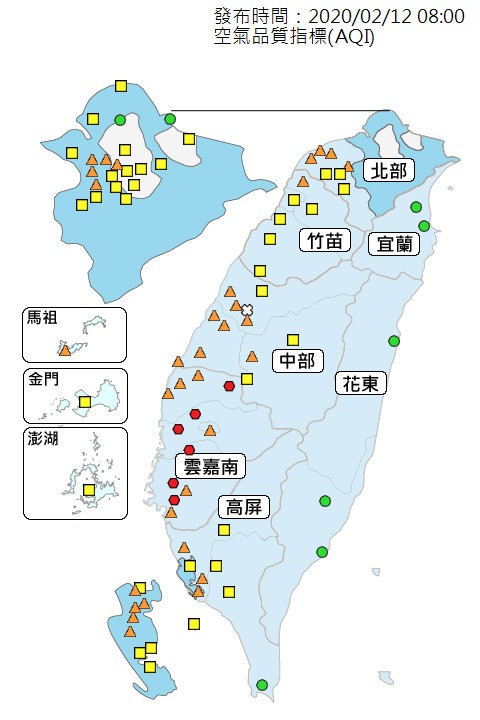 嘉義空氣污染 實時空氣質量指數地圖