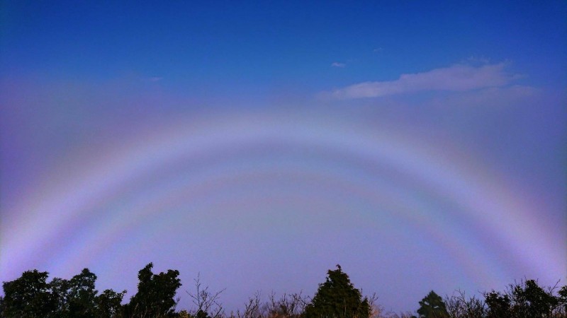 太平山望洋山步道觀景台拍到像是「白色彩虹」的霧虹。（圖由黃清漢提供）