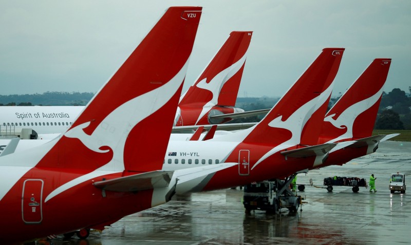 澳洲航空公司（Qantas）今日宣布，國際航班將刪減90%。（路透）