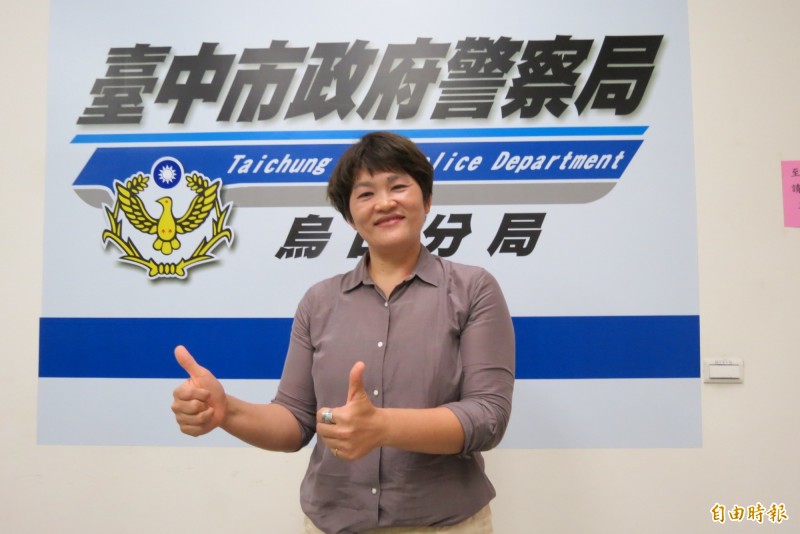 烏日警分局女員警陳名臻員曾是柔道的奧運國手，曾在警消世界運動會撂倒體型比她大三倍的南非女員警（記者蘇金鳳攝）