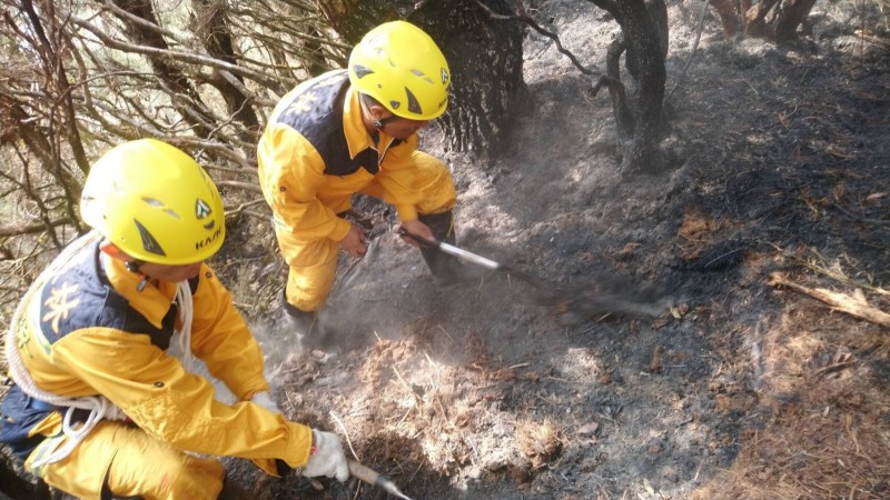 卓溪南三段火燒山 森林護管員跋涉4天到場處理殘火