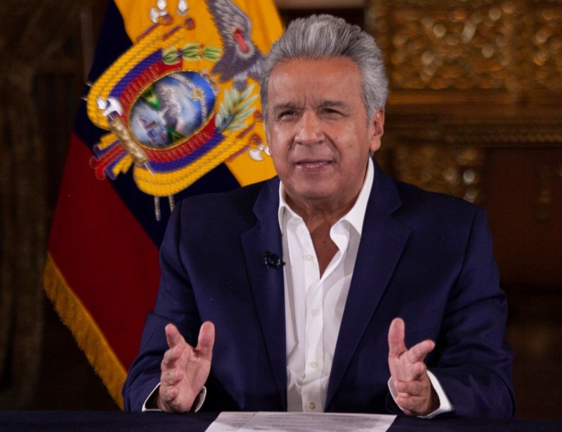 因應武漢肺炎疫情，厄瓜多總統莫雷諾（Lenin Moreno）宣布，他和副總統、內閣部長、副部長、省長、國會議員全都減薪50％。（法新社）