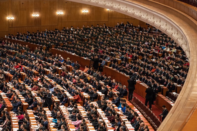 港媒報導，今年中國兩會將大減媒體名額。圖為2019年中國全國人大會議。（歐新社）