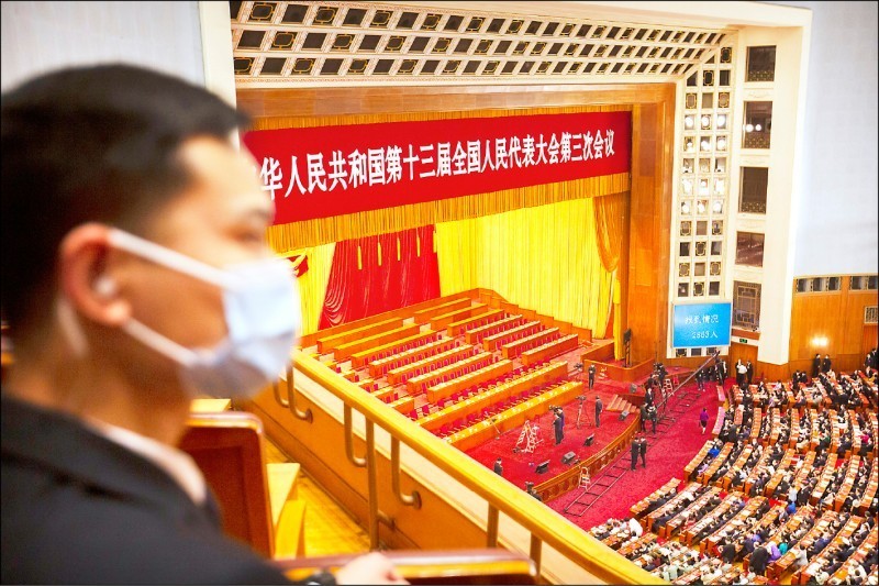 中國全國人大常委會今全票表決通過《中華人民共和國香港特別行政區維護國家安全法（草案）》。（美聯社）