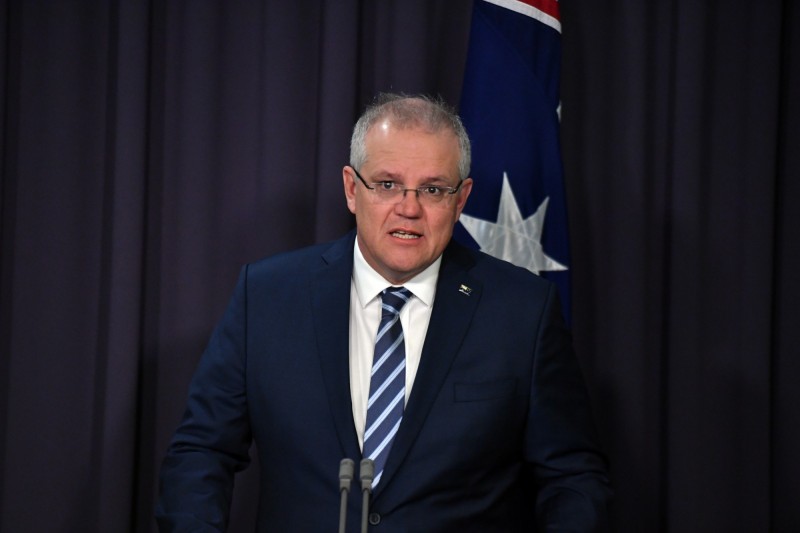 澳洲總理莫里森（見圖）今天公布一套比以往更具企圖心的國防策略，目的是反制中國崛起。（歐新社檔案照）
