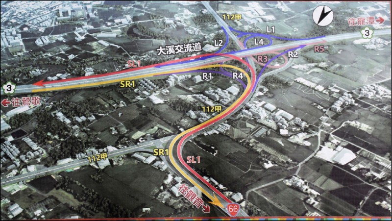 高速公路局規劃國道3號銜接台66線增設系統交流道工程示意圖。（記者李容萍翻攝）