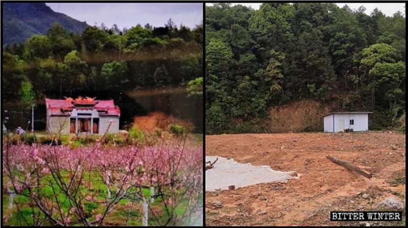 2020年5月1日，中國江西省一座村民自費修建的羅氏祠堂遭到當局強拆。（照片取自寒冬）