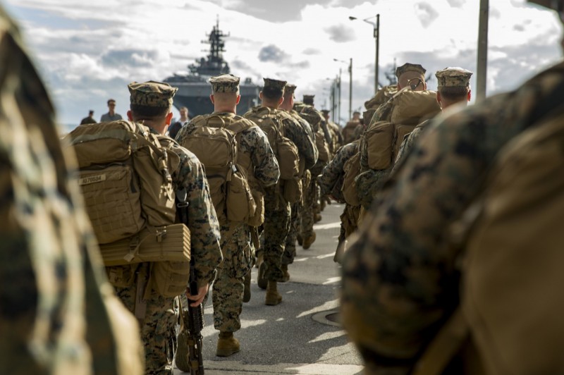 沖繩4處美軍基地共有63名美軍與相關人士確診。圖為駐沖繩美軍示意圖。（歐新社）