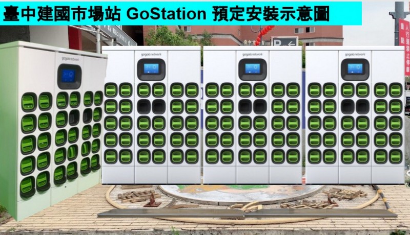 建國市場電動機車電池交換站預定安裝示意圖。（記者張菁雅翻攝）