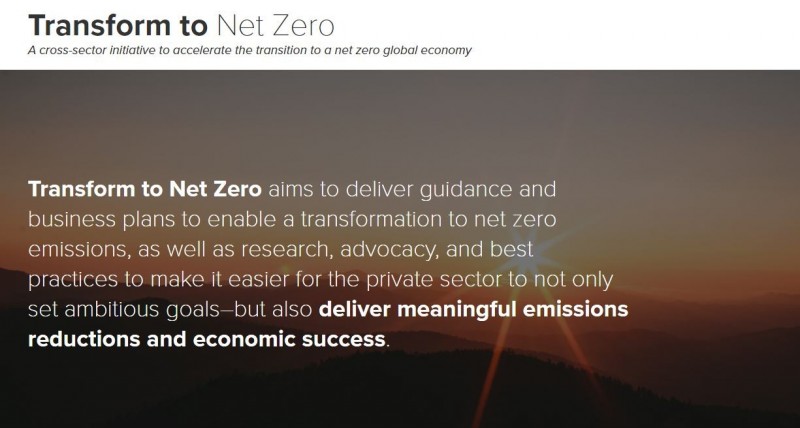 「Transform to Net Zero」旨在幫助全球企業實現「零碳排放」。（圖擷取自「Transform to Net Zero」官網）