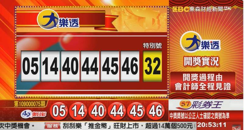 大樂透、49樂合彩開獎號碼。（圖擷取自東森財經新聞）