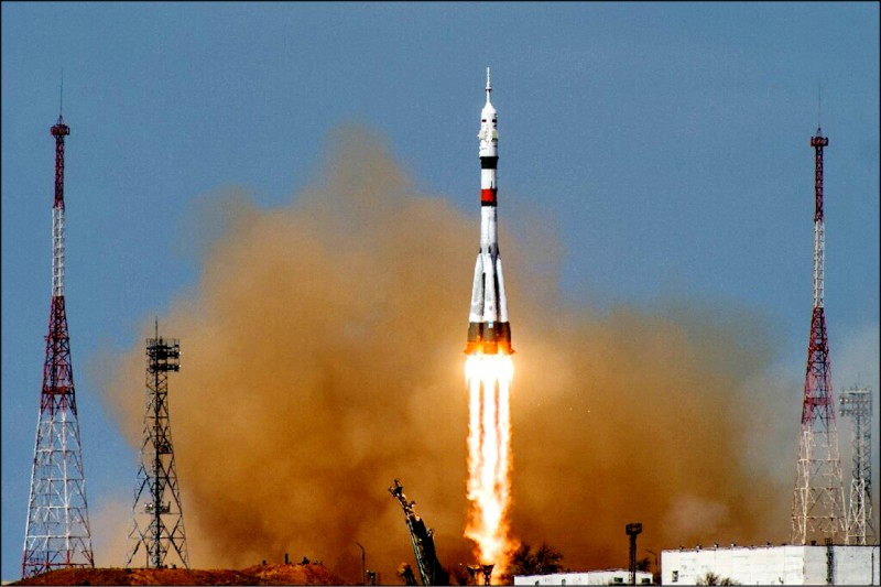 俄羅斯聯合號（Soyuz）太空船升空畫面。（法新社檔案照）