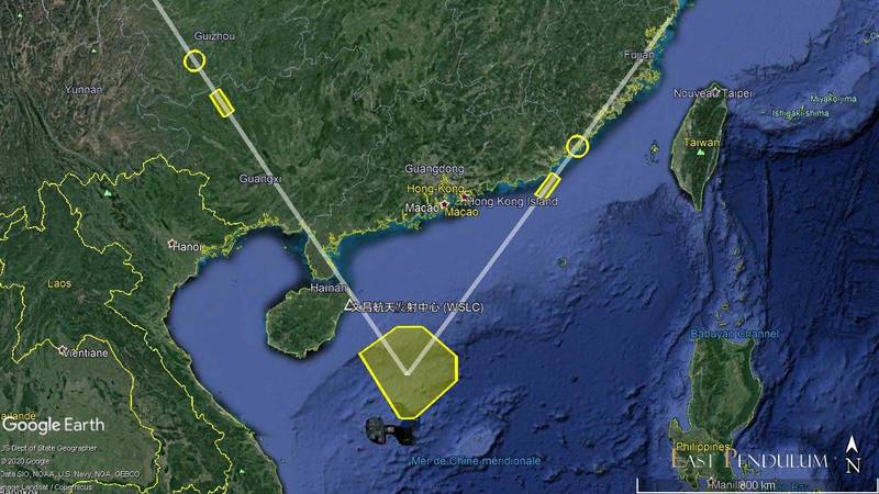 中國解放軍26日從浙江省及內陸青海省分別向南海發射東風-21D、東風-26B中程彈道飛彈。（圖取自Henri Kenhmann推特）