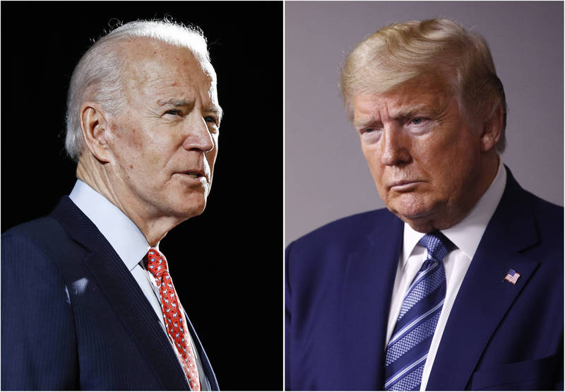 美國兩黨總統候選人川普（右）、拜登（左），預計將在11日前往賓州尚克斯維爾參加911紀念活動。（美聯社資料照）