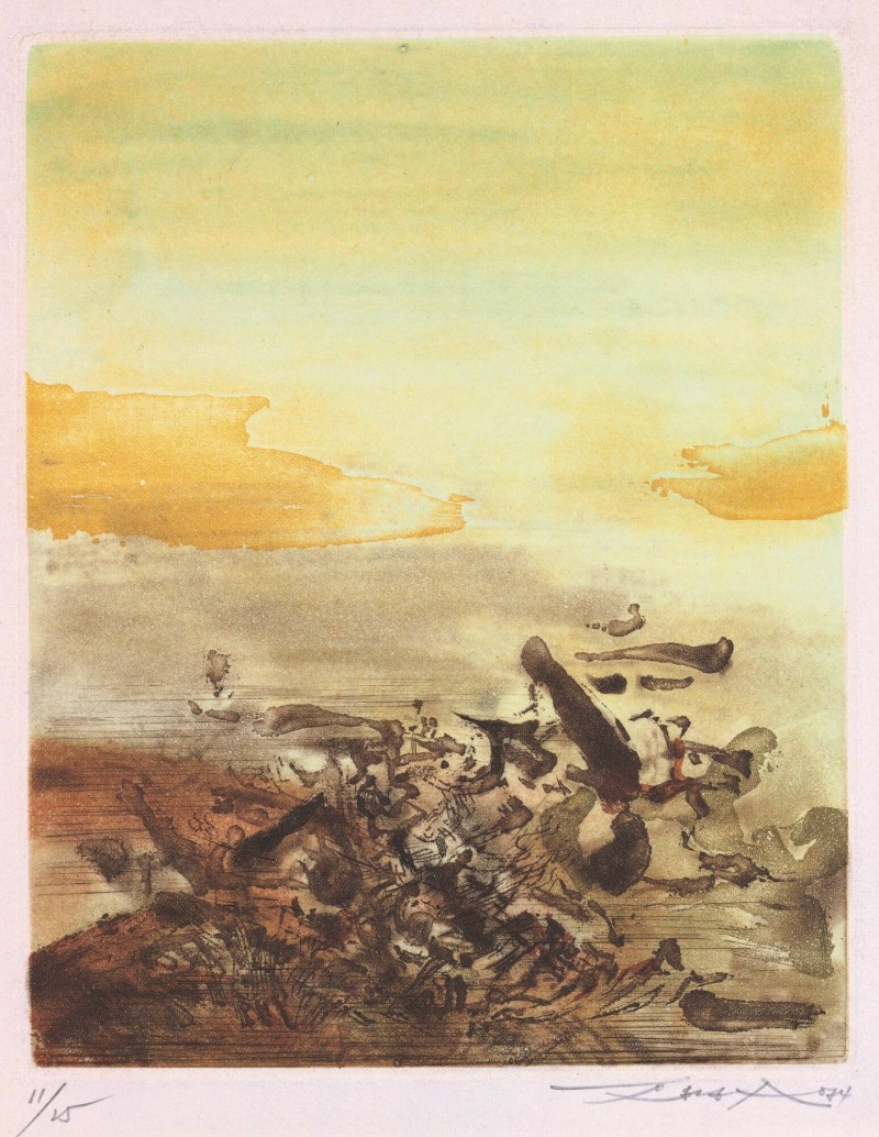 國美館「版印潮」展出趙無極作品「抽象畫」。（資料照，國美館提供）