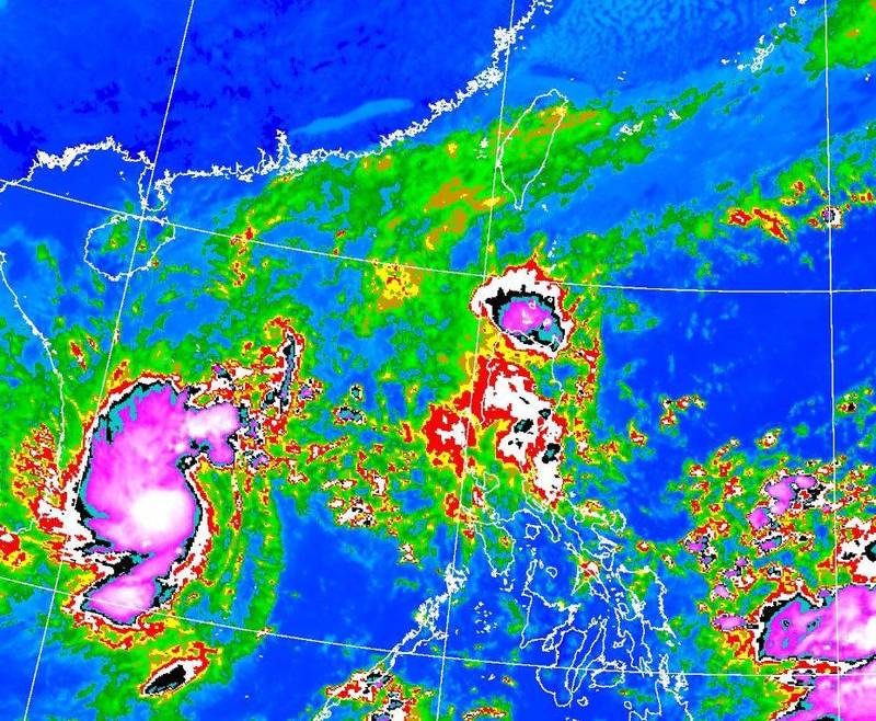 位於南海的「艾陶」颱風水氣北上狀況比預期明顯，有望為中南部地區帶來降雨。（圖擷自中央氣象局）