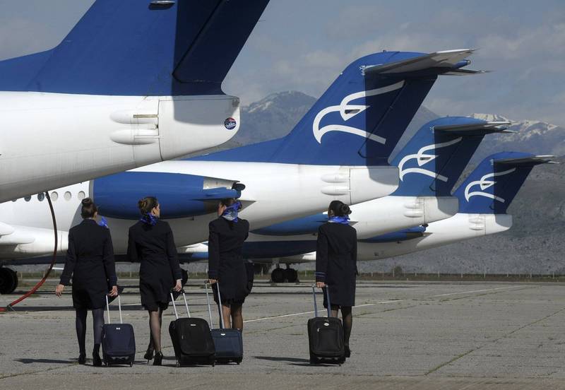 蒙特內哥羅航空（Montenegro Airlines）撐不過武漢肺疫情，於26日宣布停止營運。（美聯社）