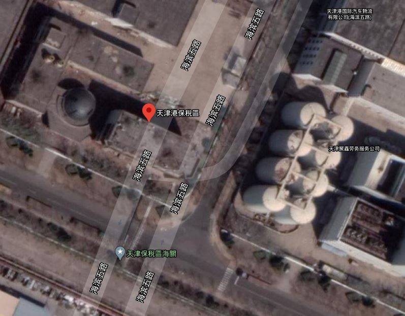 天津港保税仓库区空拍图。（撷取自GoogleEarth）(photo:LTN)