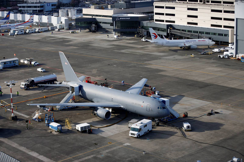 波音公司近期再获美国空军第6批次12架KC-46A加油机订单，合约金额约新台币475.79亿元，图为KC-46A加油机。（路透资料照）(photo:LTN)