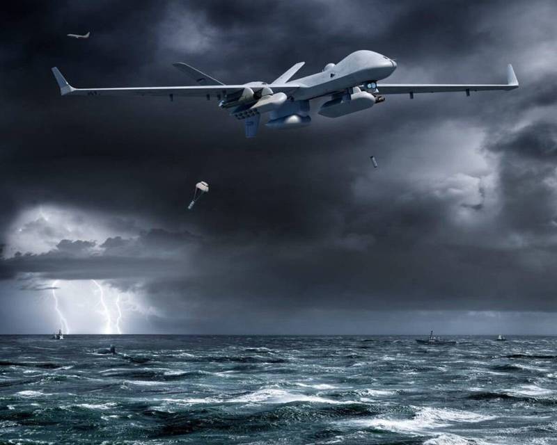 MQ-9B「海上卫士」无人机投掷声吶浮标模拟画面。（图取自通用原子航空系统公司官网）(photo:LTN)