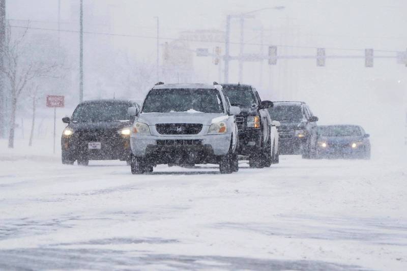 奥克拉荷马州目前各处都是大雪纷飞，当局提醒用路人多加注意。（美联社）(photo:LTN)