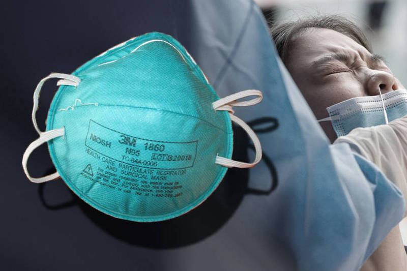 美国国土安全部查出千万片的假N95口罩，全印上3M商标并流向医院供给第一线医护人员使用。（本报合成）(photo:LTN)