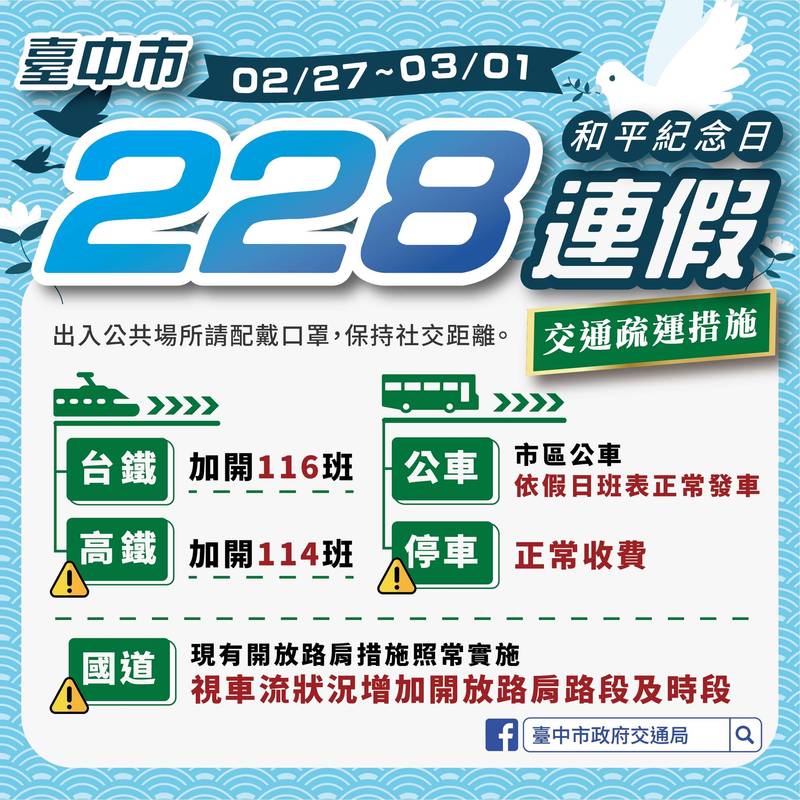 228連假將來臨，台中市交通局說，會同交通部適時放寬匝道儀控管制，也會監控市區交通。（記者蘇金鳳翻攝）