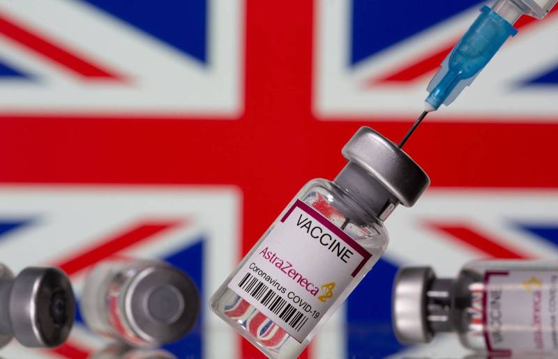 英國今日達成了全國一半以上的成年人接種武肺疫苗的目標。示意圖。（路透）