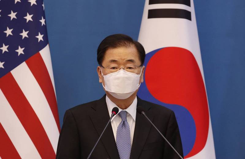 南韓外交部長鄭義溶今表示，美國與中國對南韓來說都是非常重要的國家。（美聯社）