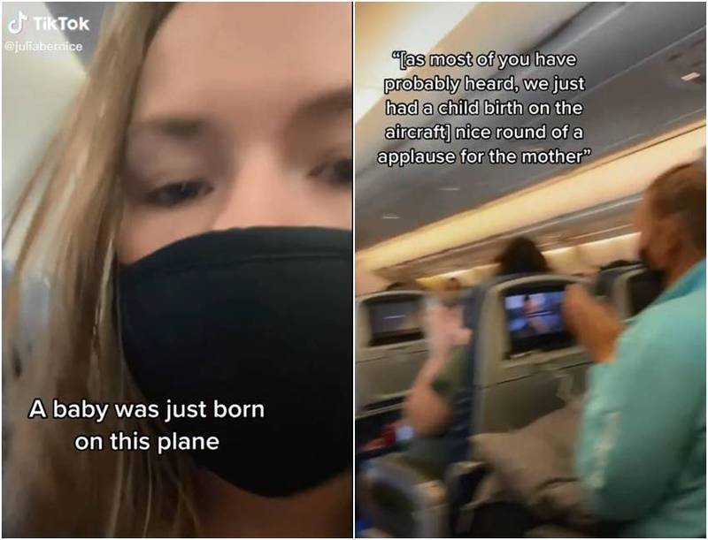 机上另名女乘客将过程拍下上传抖音，引发热议。（图翻摄自@juliabernice抖音）(photo:LTN)