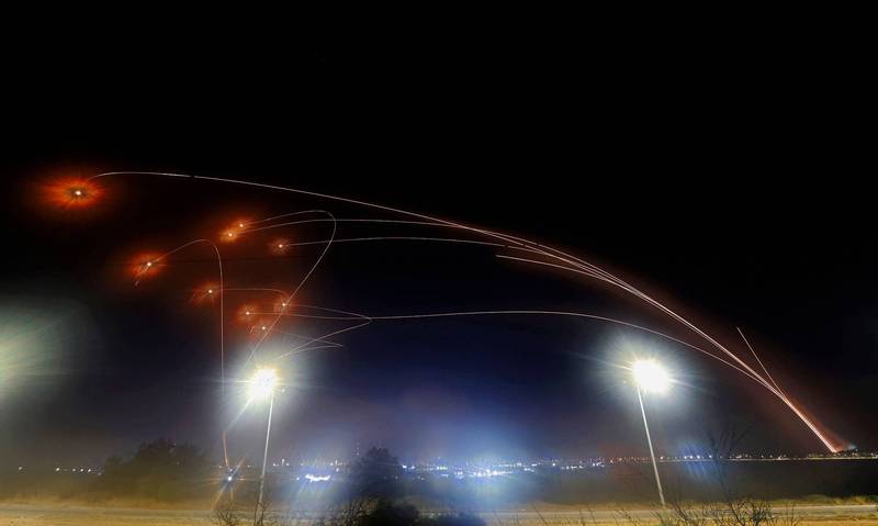 Israel’s Iron Dome air defense system intercepts Palestinian rockets.  (AFP)