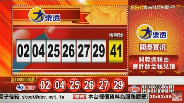 大樂透、49樂合彩開獎號碼。（圖擷取自東森財經新聞57彩券王）