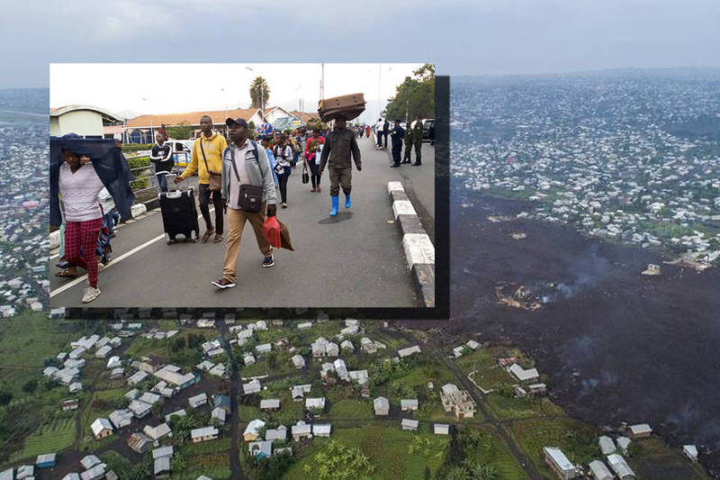 當地時間22日晚間火山爆發，造成嚴重災害，截至今（25）日，已攀升到32死，成千上萬人無家可歸。（本報合成）