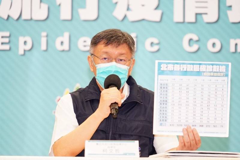 台北市長柯文哲今表示，中正區本週確診數不減反增，目前做完完整疫調，發現有疫情熱區，將比照虎林專案運作模式，下週進駐中正區進行小的社區普篩。（北市府提供）