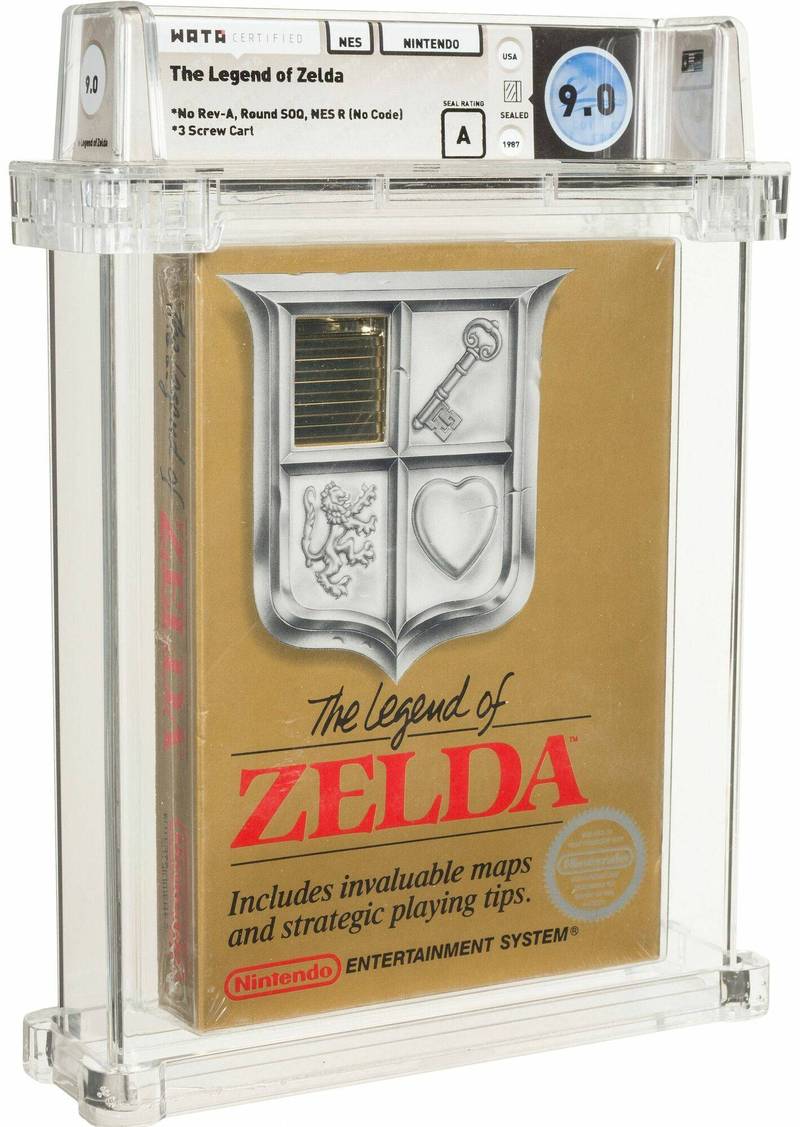 9日在美国拍卖以87万美元天价卖出的1980年代任天堂未拆封游戏卡匣「萨尔达传说」。（法新社）(photo:LTN)
