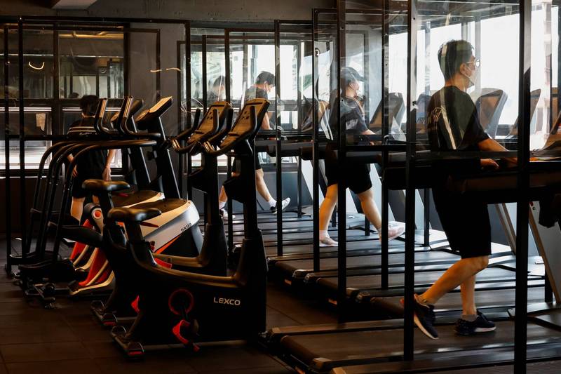 南韩首尔民众疫情期间在健身中心运动。（路透）(photo:LTN)