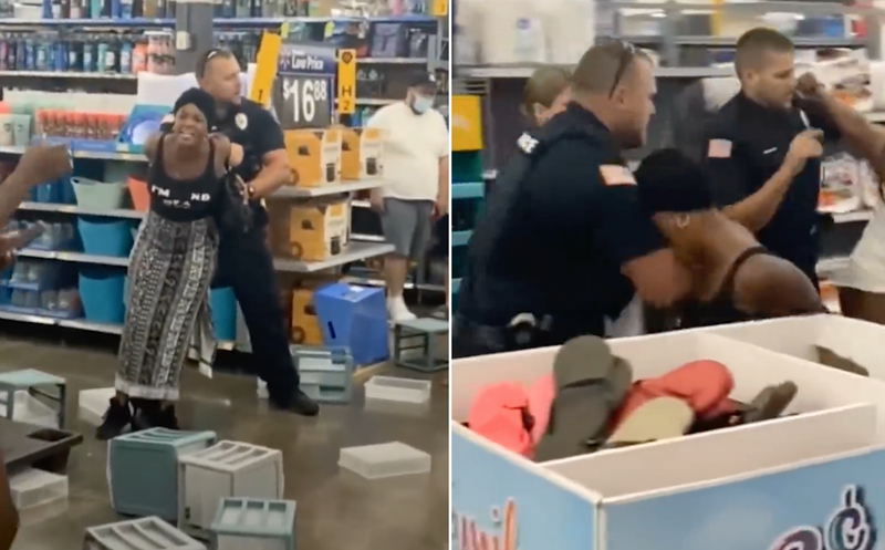 美国纽约日前有两名非裔女子在超市沃尔玛闹事，警方到场后，其中一名女子转身试图咬员警手臂，该名员警随即反应，直接挥拳击中柏德脸部。（图取自syracuse Youtube）(photo:LTN)