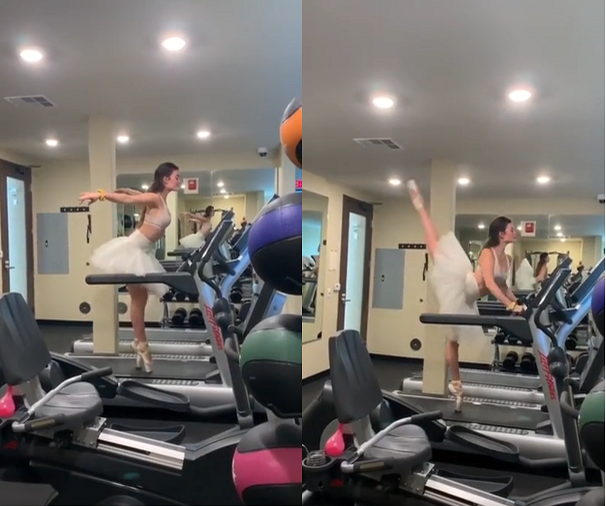 影片曝光！正妹跑步機上練芭蕾變這樣 網友全看傻：不會痛嗎？