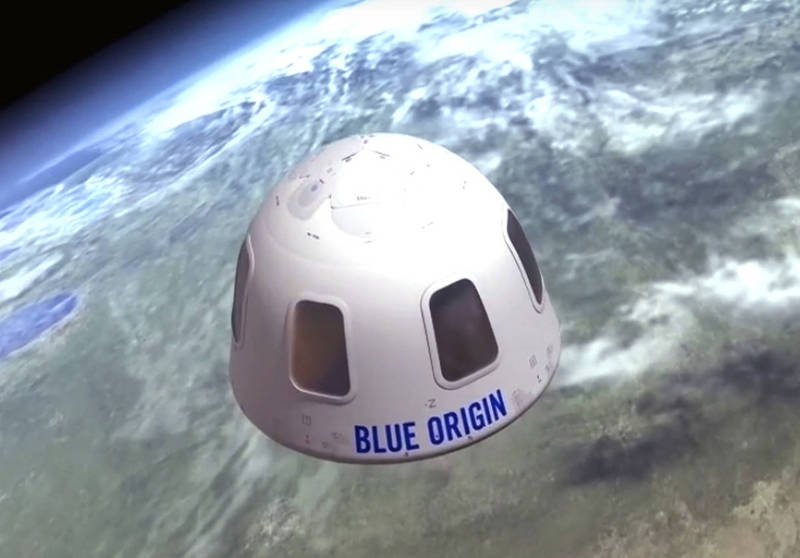 蓝源公司公布贝佐斯下週将搭乘的太空舱飞上太空模拟图。（美联社）(photo:LTN)